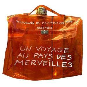 Authentic Vintage Hermes’ Orange Vinyl Kelly 1998 Japan Exhibition Tote Bag